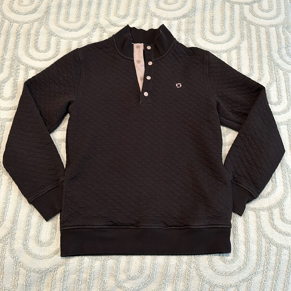 LANDS END Chase Uniform Genderful Black Quilted Quarter Snap Top